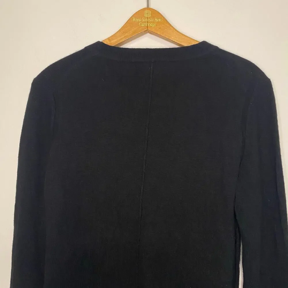 Mens Banana Republic Black Sweater Italian Merino Wool Blend Quiet Luxury Small